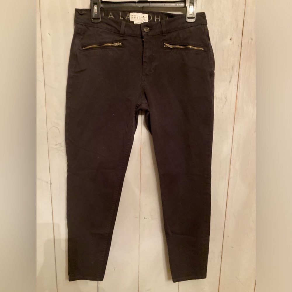 Kate Spade Broome Street Ooh La La Jeans Black Zip Pocket Ankle Cropped Size-29‎